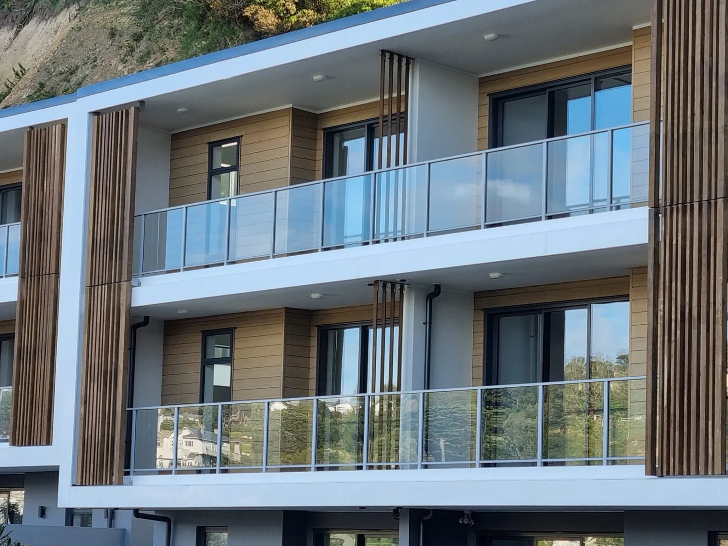 Commercial glass balustrades on an apartment building
