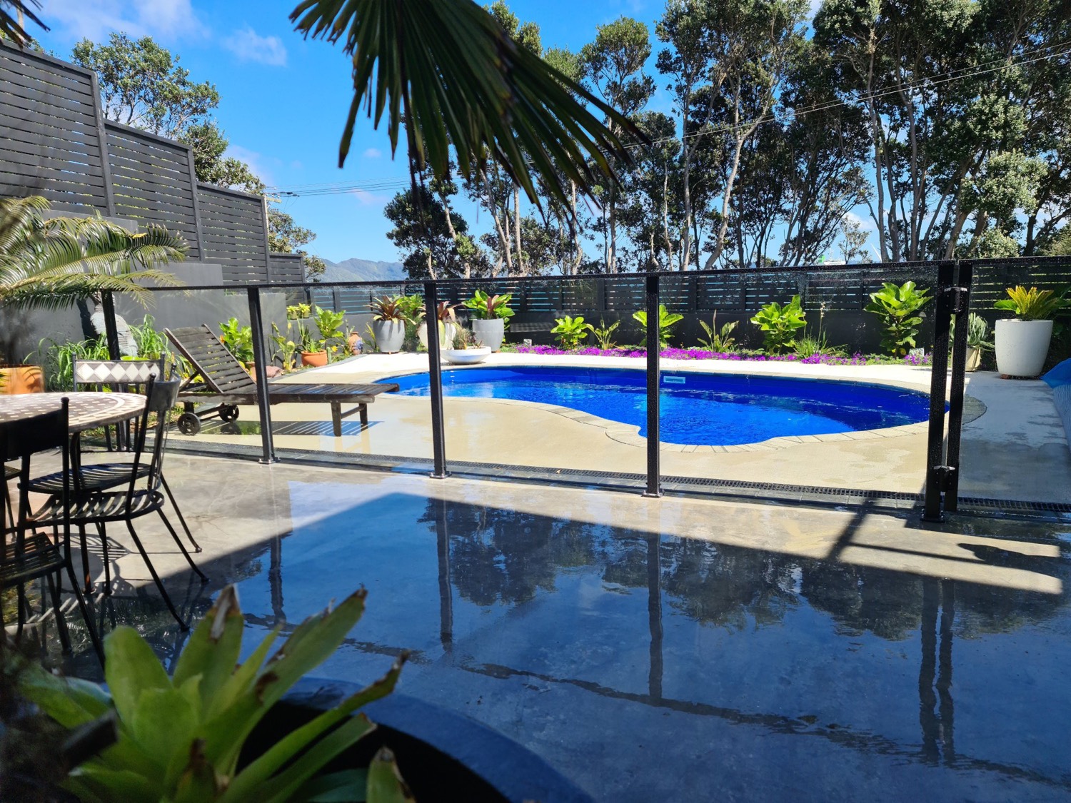 Glass balustrade beside a poolside in Tauranga