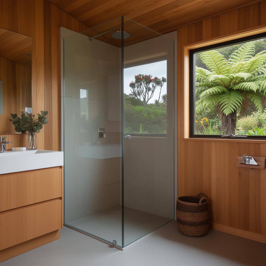 frameless shower screen tauranga black hardware bathroom installation