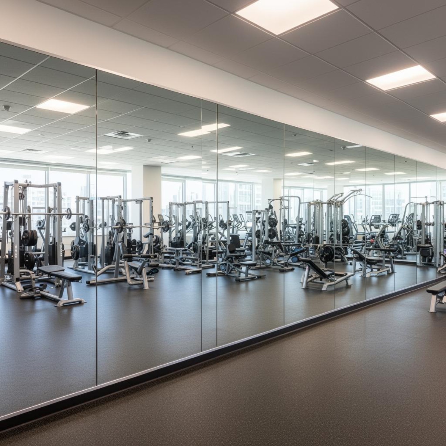 Full-wall gym mirror in Tauranga