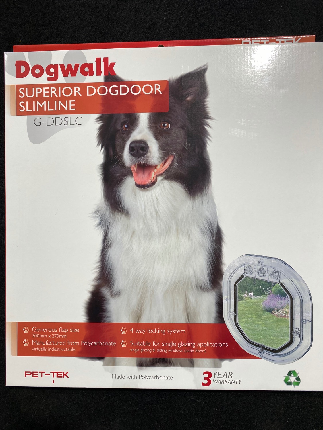 Slimline dog door installed into glass in Tauranga