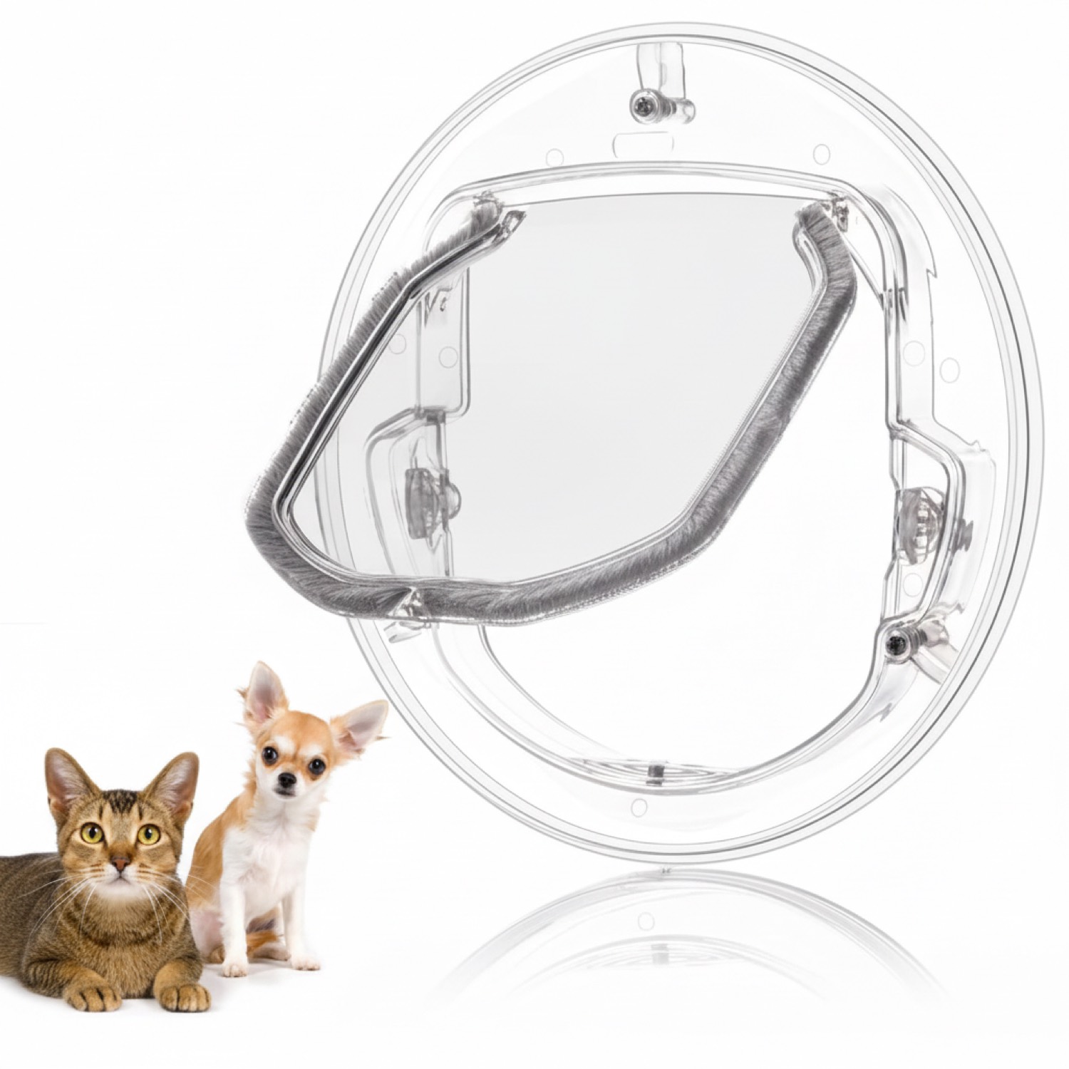 Round pet door installed into glass in Tauranga