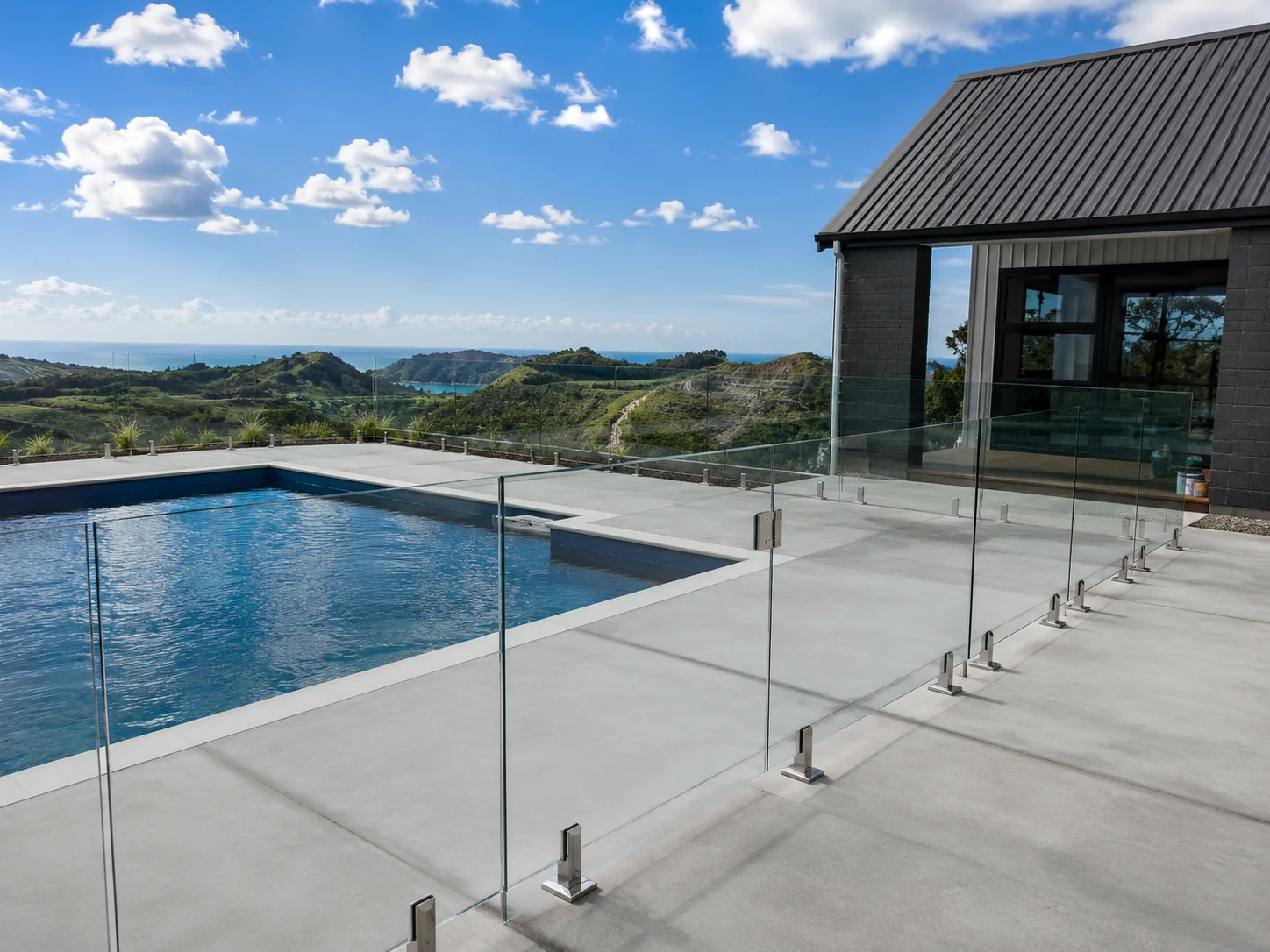 Glass pool fence at a Brookfield property