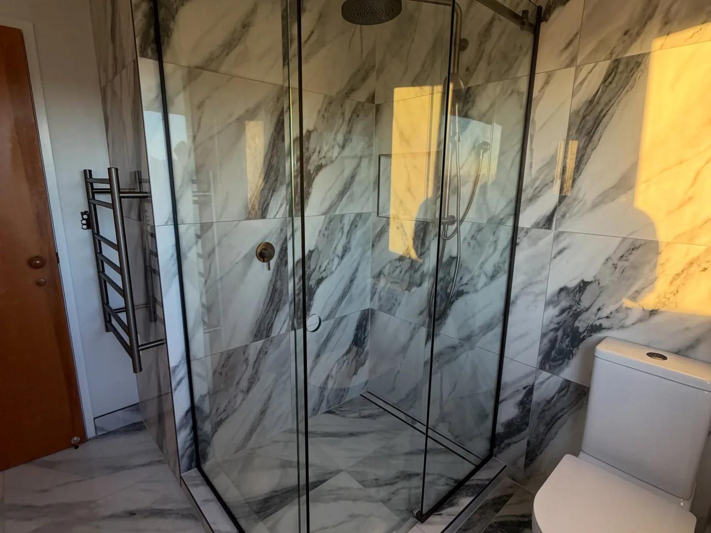 frameless shower screen tauranga black hardware bathroom installation