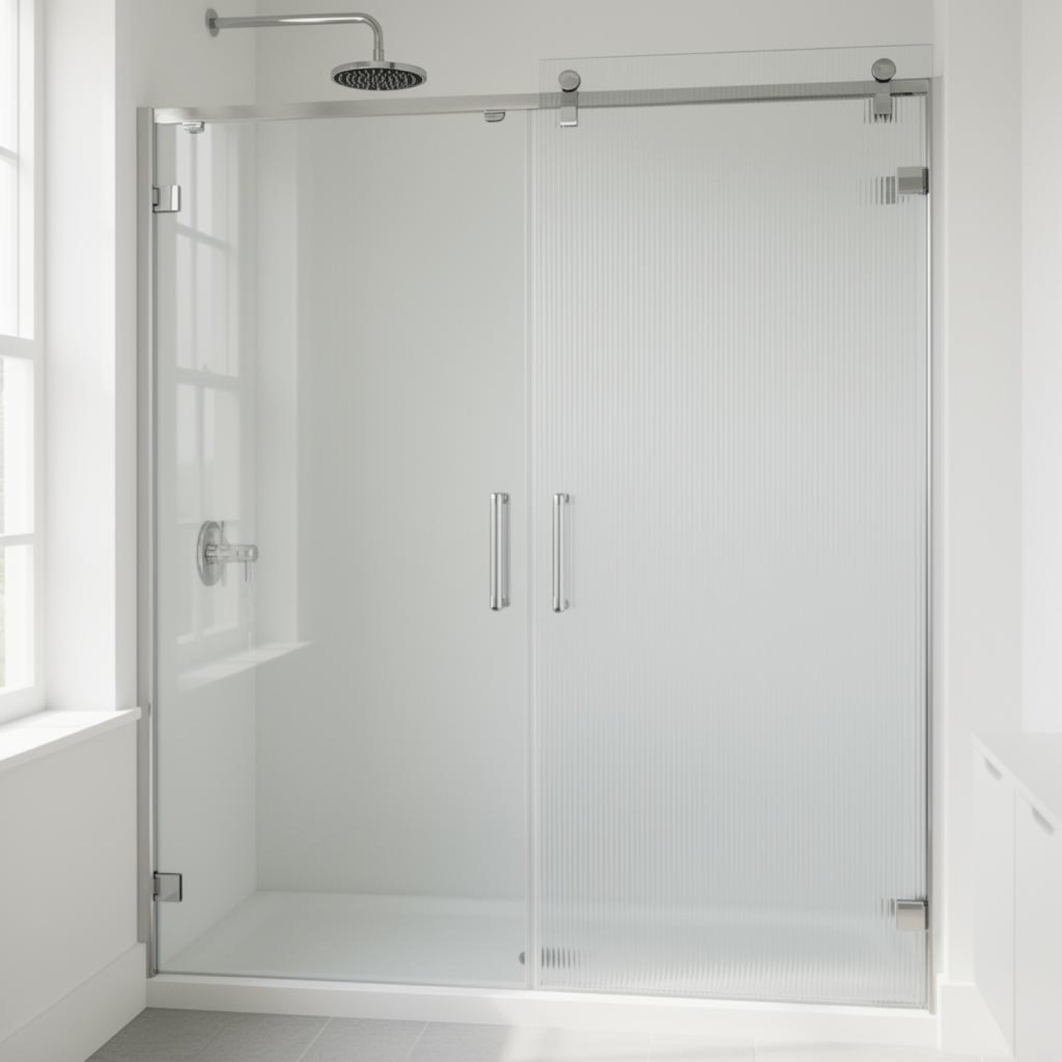 Reeded glass shower screen in Tauranga