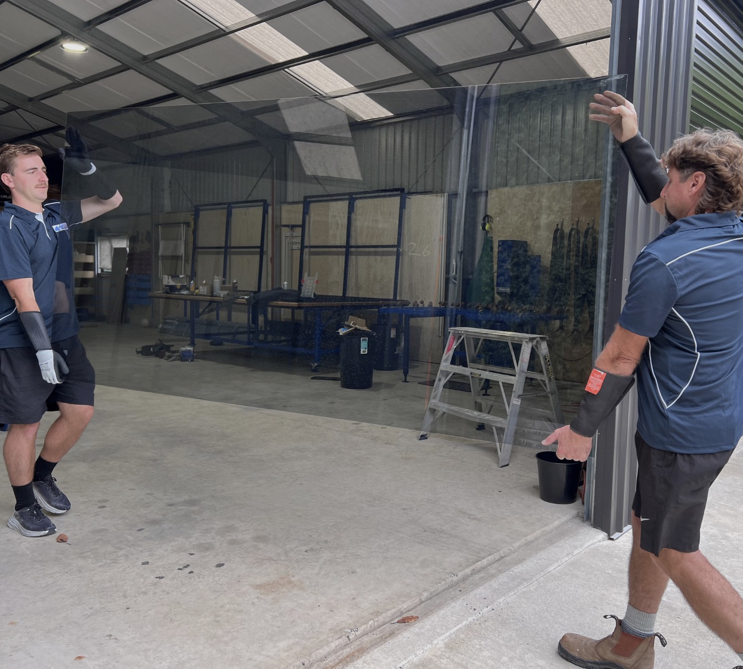 Cutting and preparing glass in the workshop